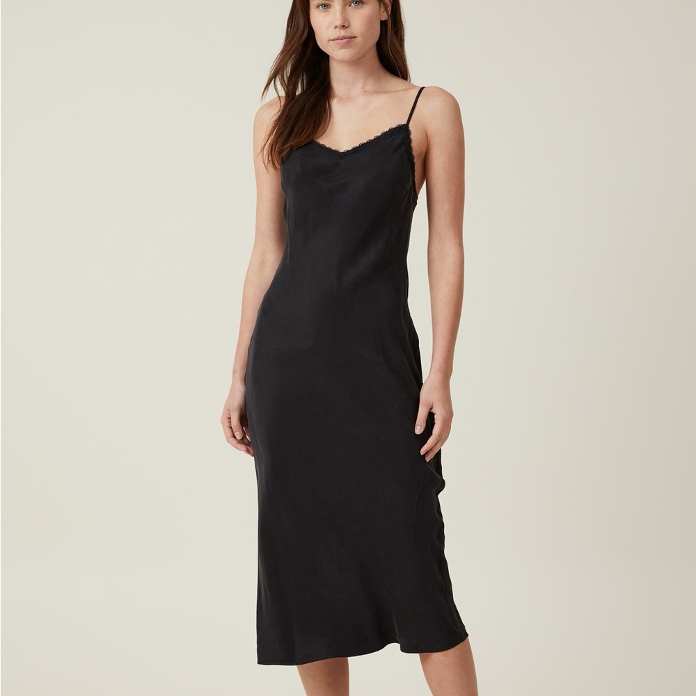 Cotton on black Cleo lace maxi/midi a-line dress